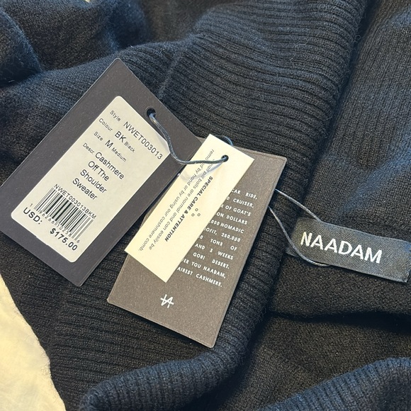 NAADAM black cashmere sweater * sz MED * NEW WITH TAGS - Picture 4 of 7
